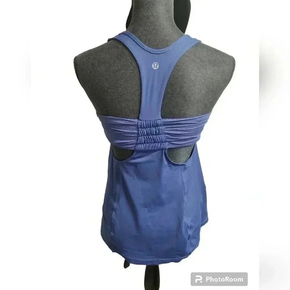 LuLulemon Turbo Tank Cadet Blue Racerback Tank Top Size 6 Shelf Bra Yoga Gym - Picture 3 of 5